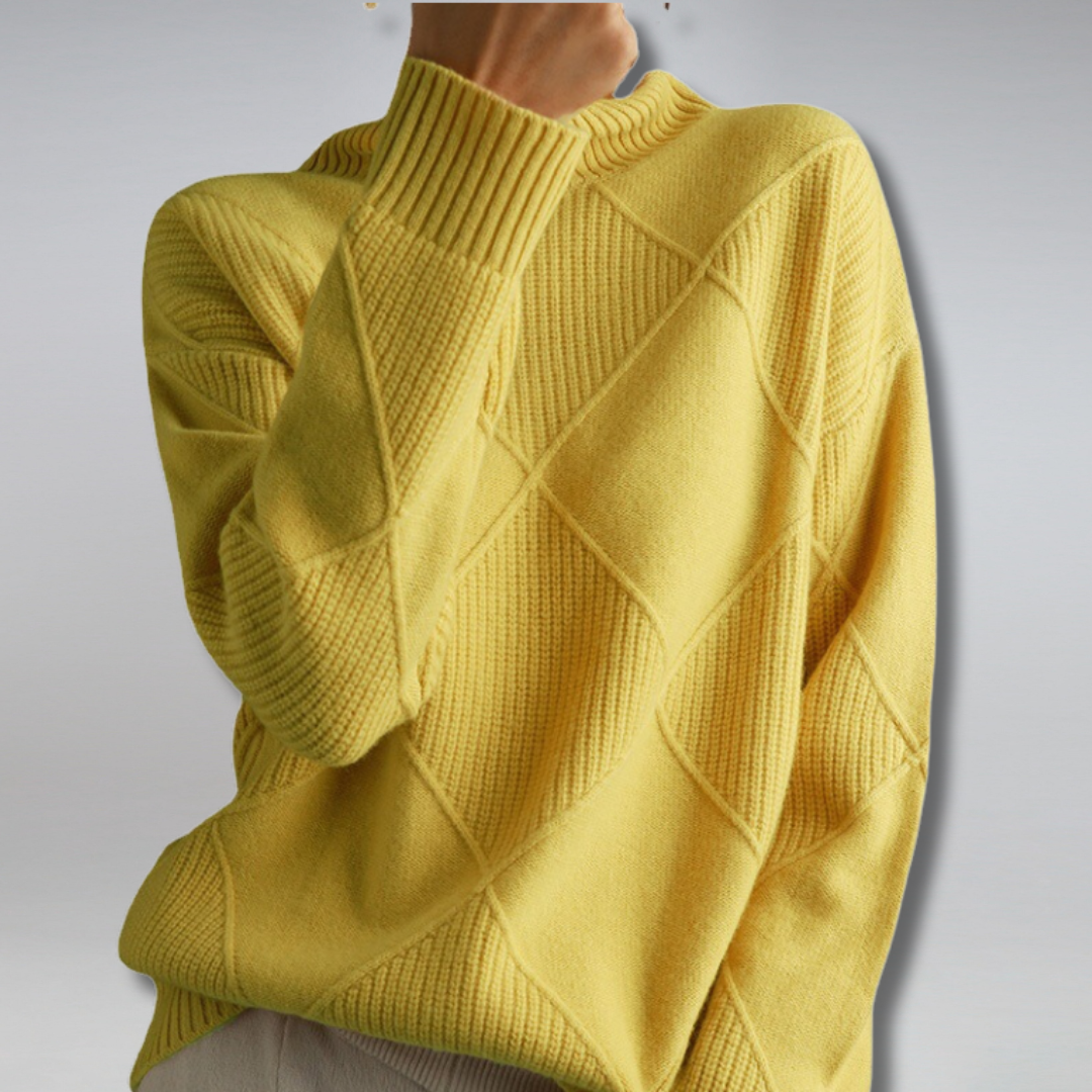 Gemütlicher geometrischer Strickpullover mit Rollkragen