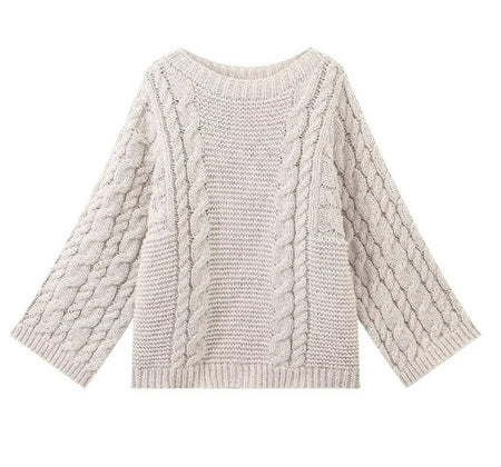Gemütlicher Grobstrick übergroßer Pullover mit hohem Kragen