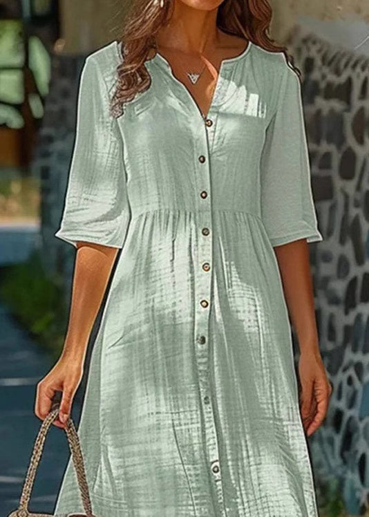 Solides Baumwoll-Kurzarmpolohemdkleid mit Knöpfen