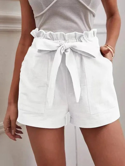 Shorts mit hohem Bund und Bindegürtel für Damen