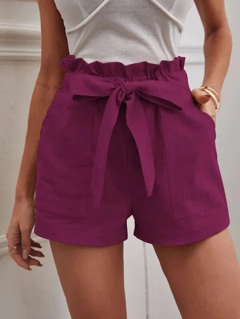 Shorts mit hohem Bund und Bindegürtel für Damen