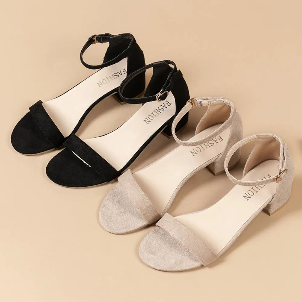 Quenilda | Elegante Blockabsatz-Sandalen mit Knöchelriemen