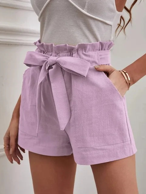 Shorts mit hohem Bund und Bindegürtel für Damen