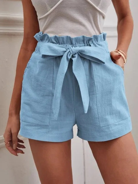 Shorts mit hohem Bund und Bindegürtel für Damen