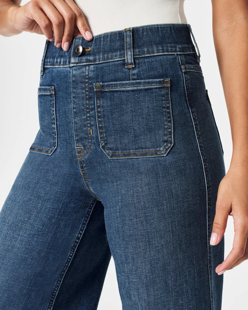High-Waist Jeans mit weitem Bein aus Denim