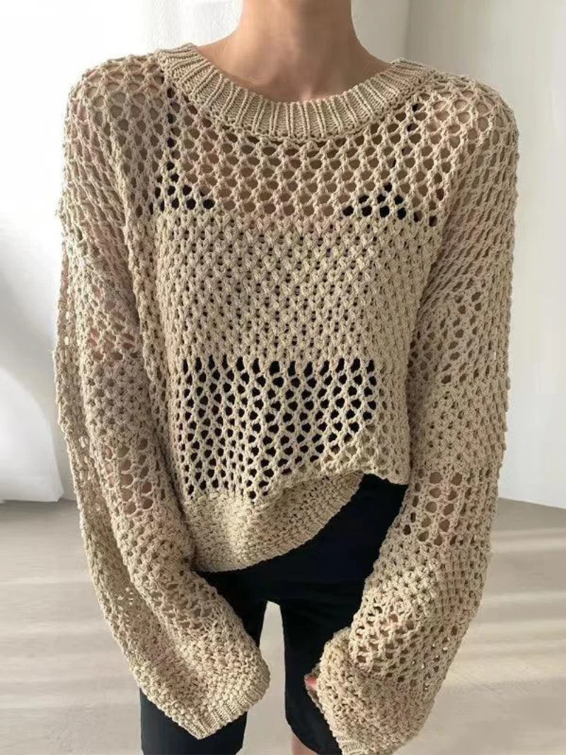 Leichter Offener Strickpullover zum Lagenlook