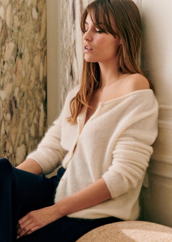 Gemütlicher grob gestrickter Cardigan-Pullover