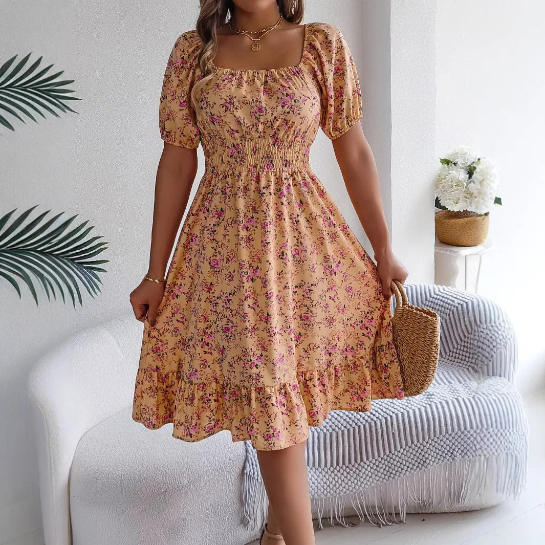 Bertha | Feminines Blumenkleid mit Puffärmeln