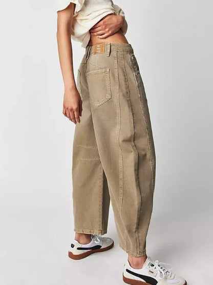 Weit geschnittene lässige Damen-Winterjeans