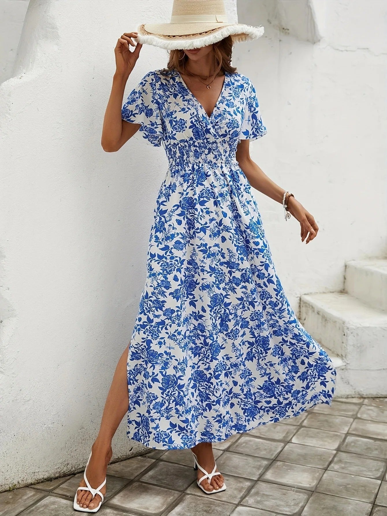 Bertha | Elegantes Maxikleid mit floralem Muster