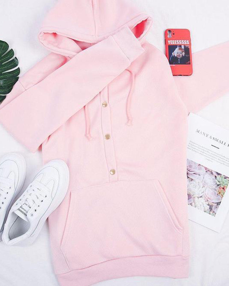 Gemütlicher rosa Kapuzenpullover mit Kängurutaschen für Damen
