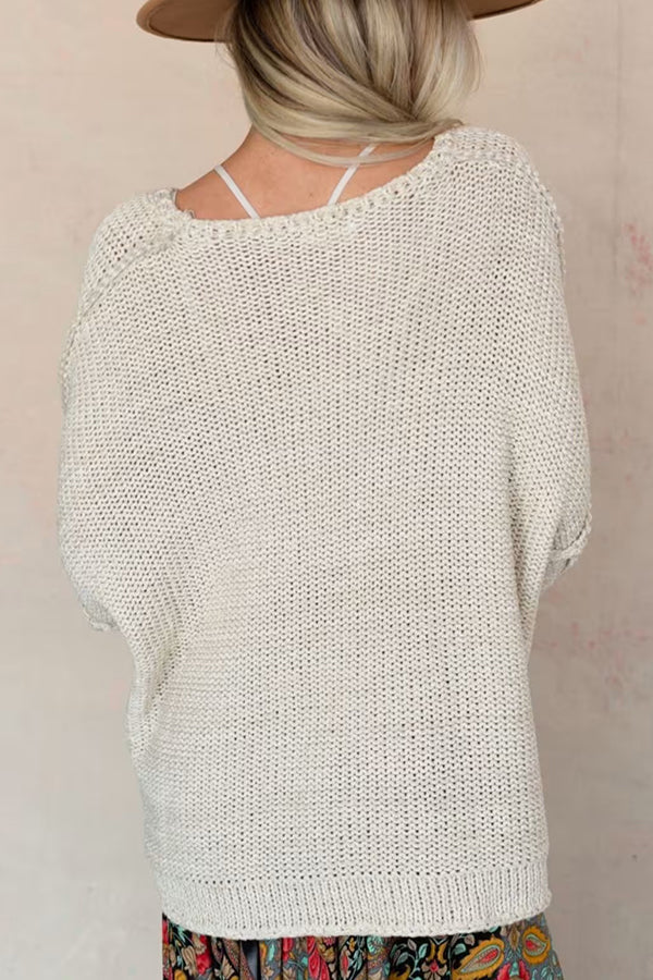 Gemütlicher Strickpullover mit Rundhalsausschnitt für täglichen Komfort