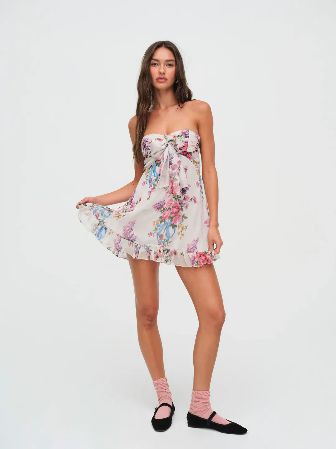 Fließendes Boho Maxikleid mit Blumenmuster