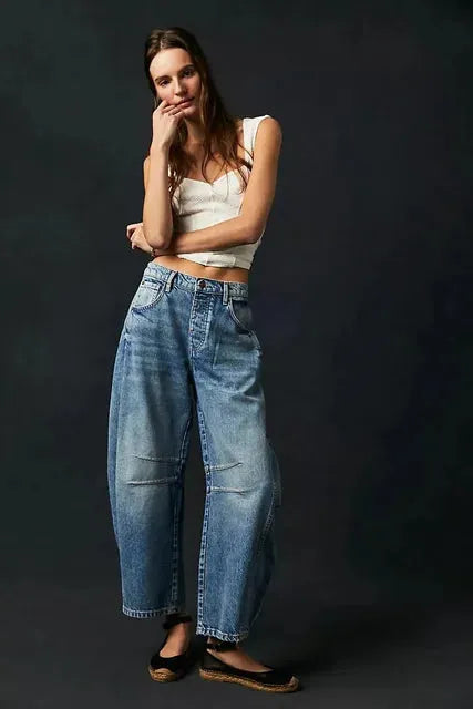 Weit geschnittene lässige Damen-Winterjeans