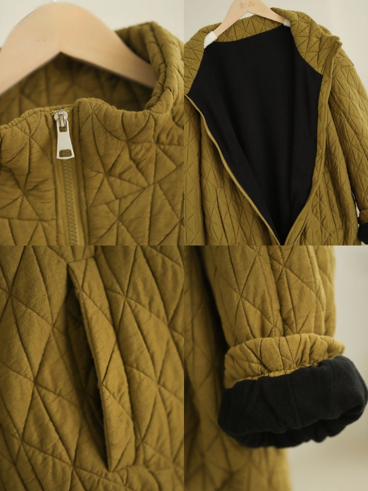 Texturierte Stehkragenjacke mit Seitentaschen