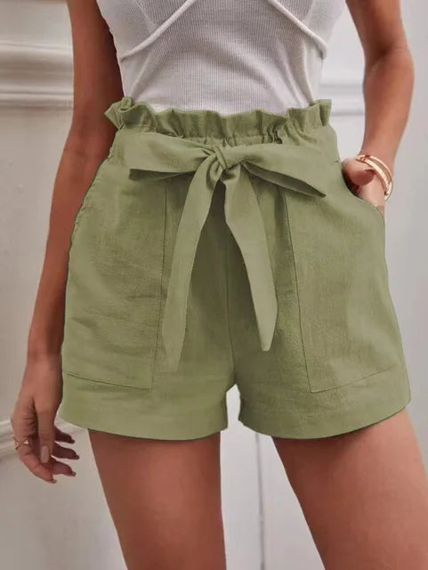 Shorts mit hohem Bund und Bindegürtel für Damen