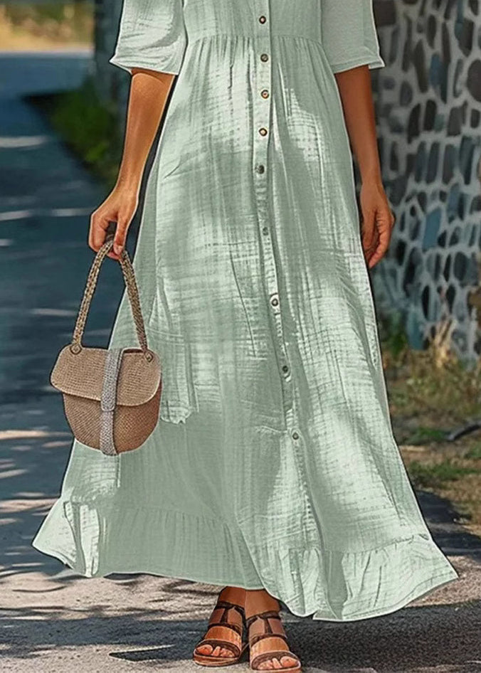 Solides Baumwoll-Kurzarmpolohemdkleid mit Knöpfen