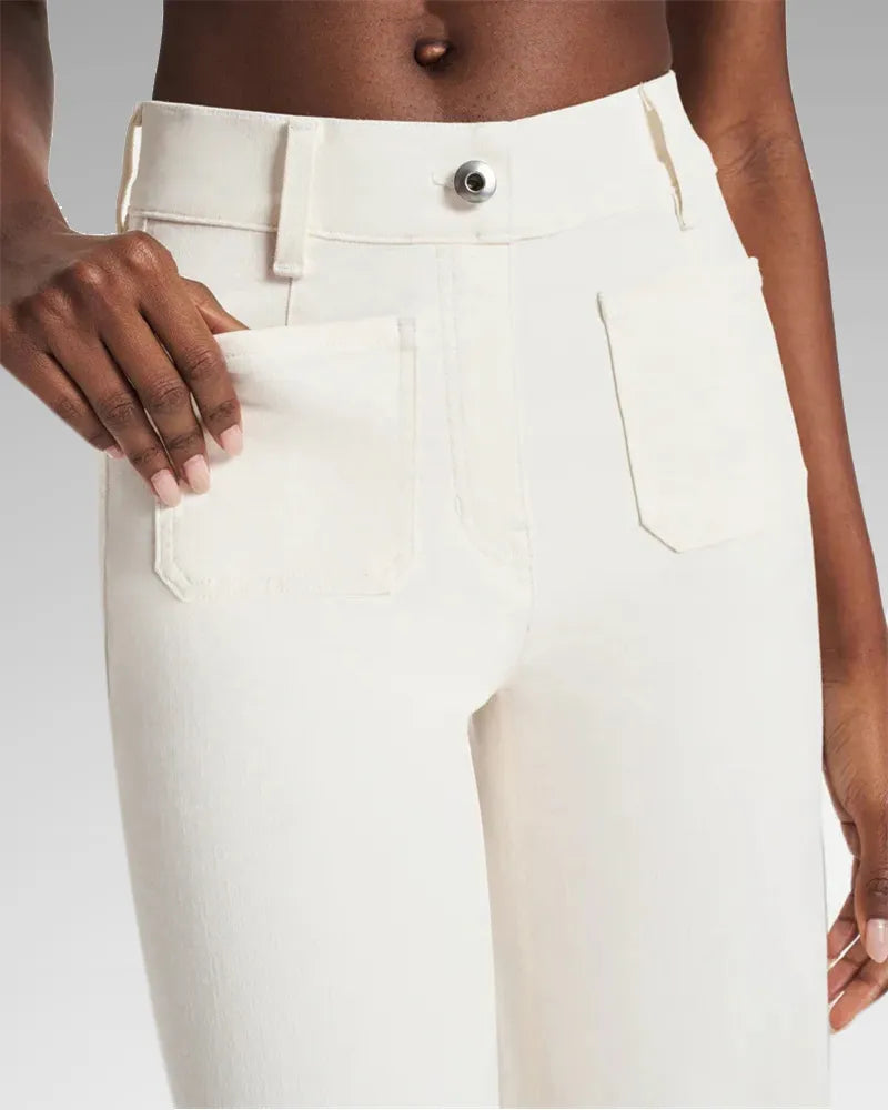 High-Waist Jeans mit weitem Bein aus Denim