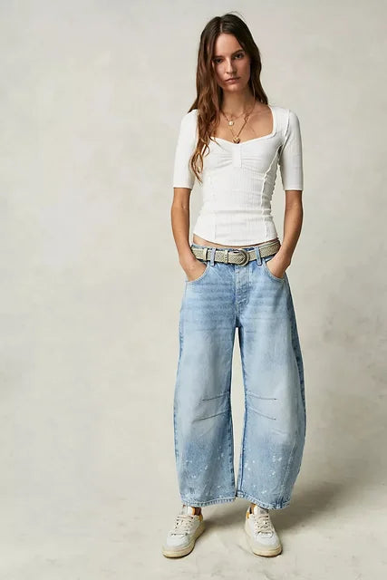 Weit geschnittene lässige Damen-Winterjeans