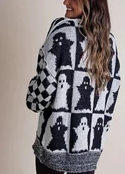 Halloween Karierter Strickpullover