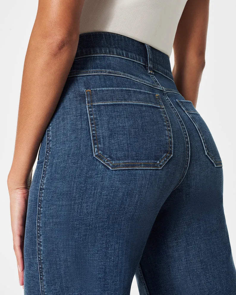 High-Waist Jeans mit weitem Bein aus Denim