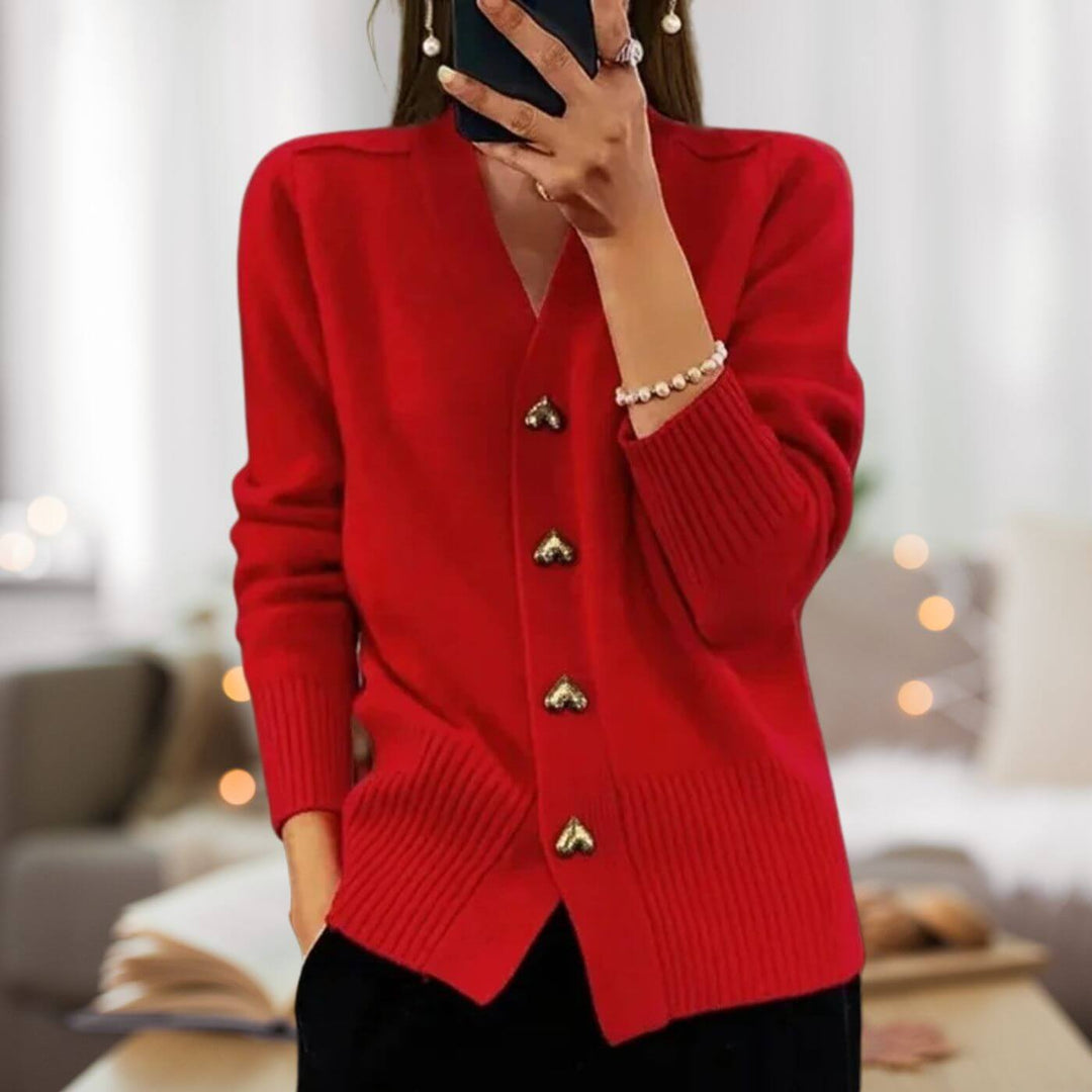 Schicke Strickjacke mit Herzknopf-Akzenten
