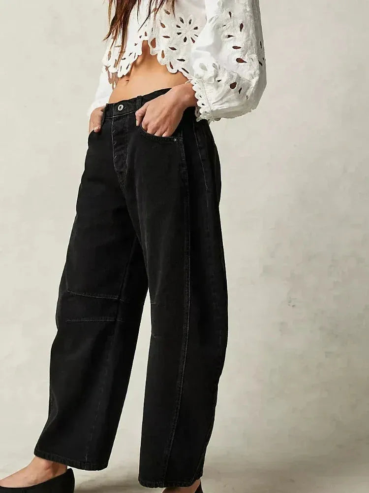 Weit geschnittene lässige Damen-Winterjeans