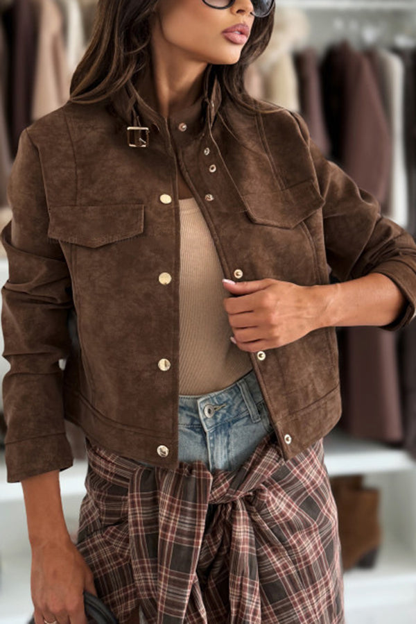 Schicke Langarm-Casual-Jacke mit Knöpfen