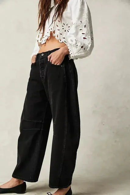 Weit geschnittene lässige Damen-Winterjeans