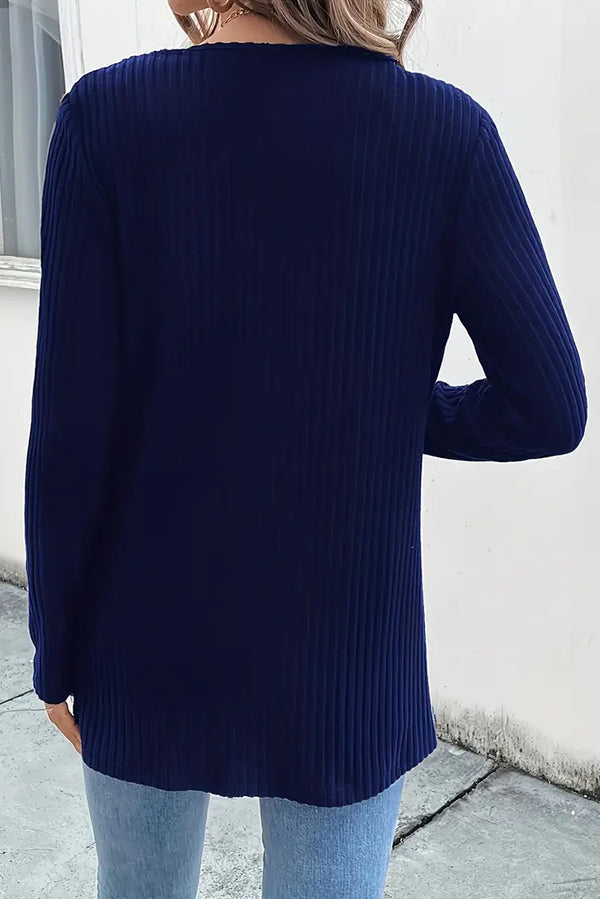 Boho Strickcardigan mit Blumenrand und langen Ärmeln