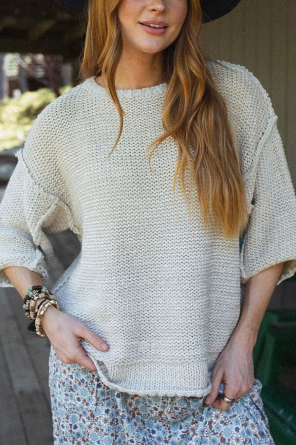 Gemütlicher Strickpullover mit Rundhalsausschnitt für täglichen Komfort