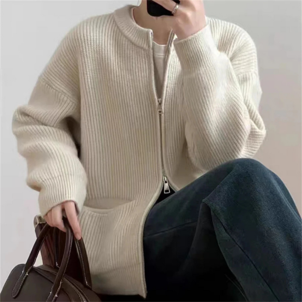 Eleganter Reißverschluss-Cardigan für Damen in Übergröße Komfort