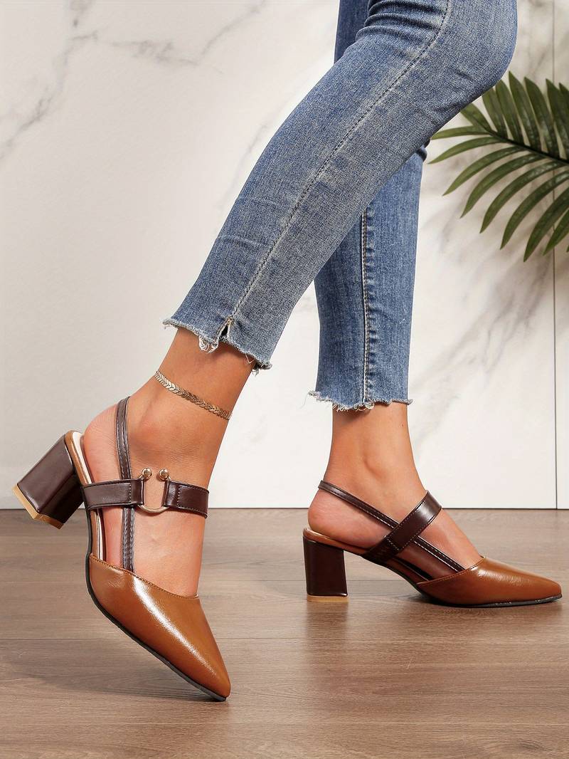 Braune Damen Sandale mit Absatz – atmungsaktiv und bequem, ideal für den Sommer