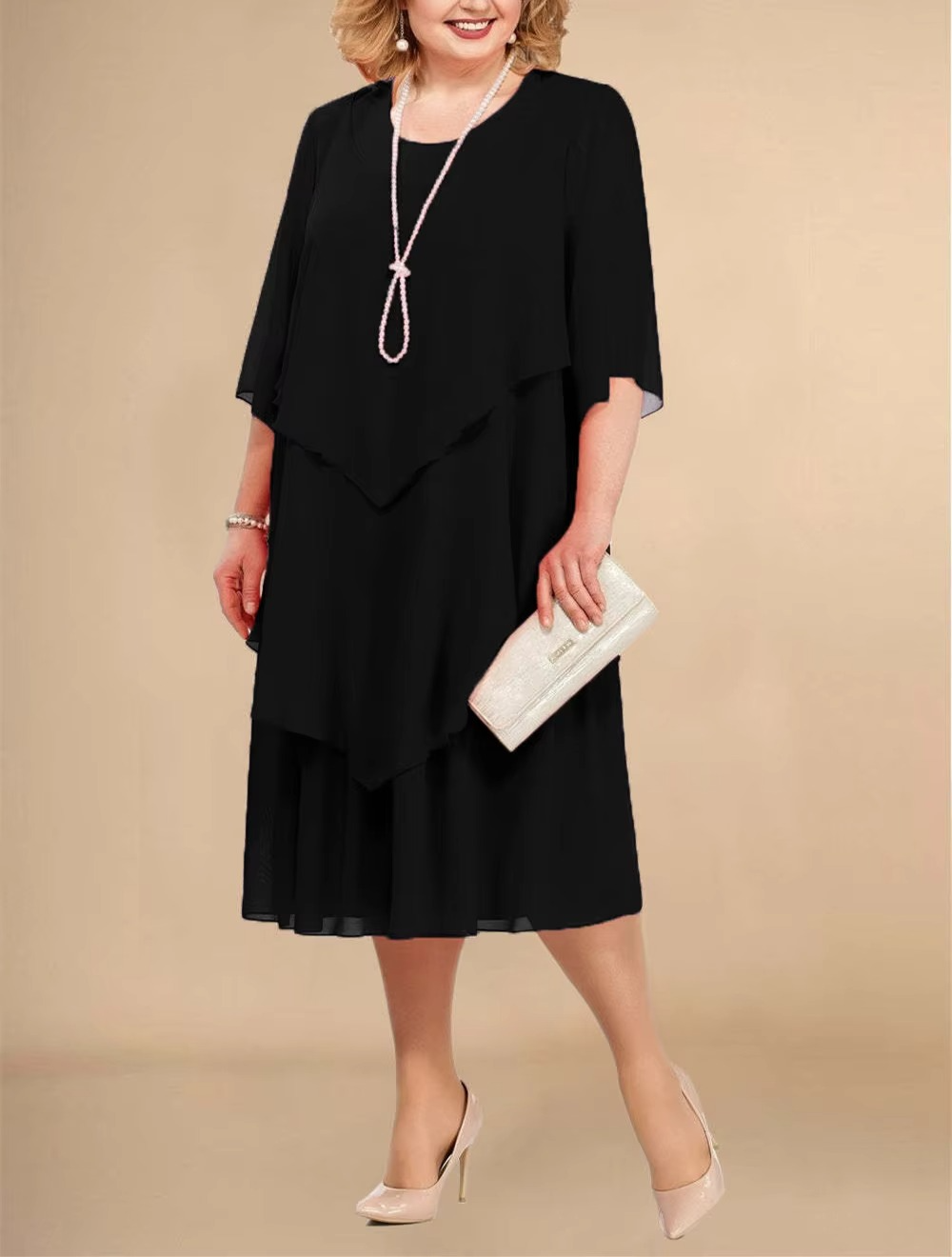 Oswald | Elegantes Chiffonkleid mit Lagenlook