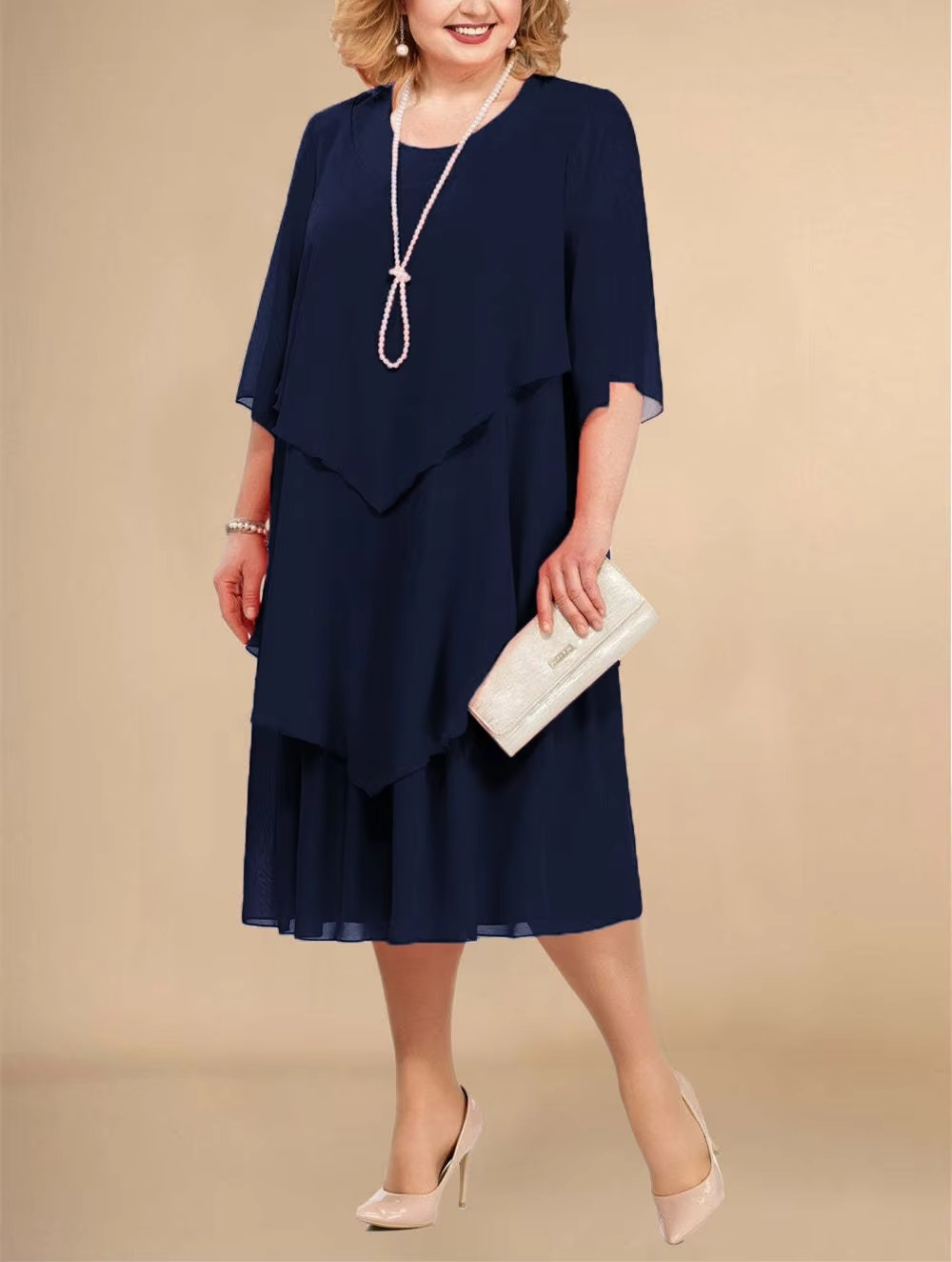 Oswald | Elegantes Chiffonkleid mit Lagenlook