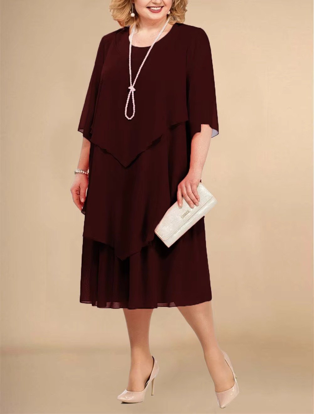 Oswald | Elegantes Chiffonkleid mit Lagenlook