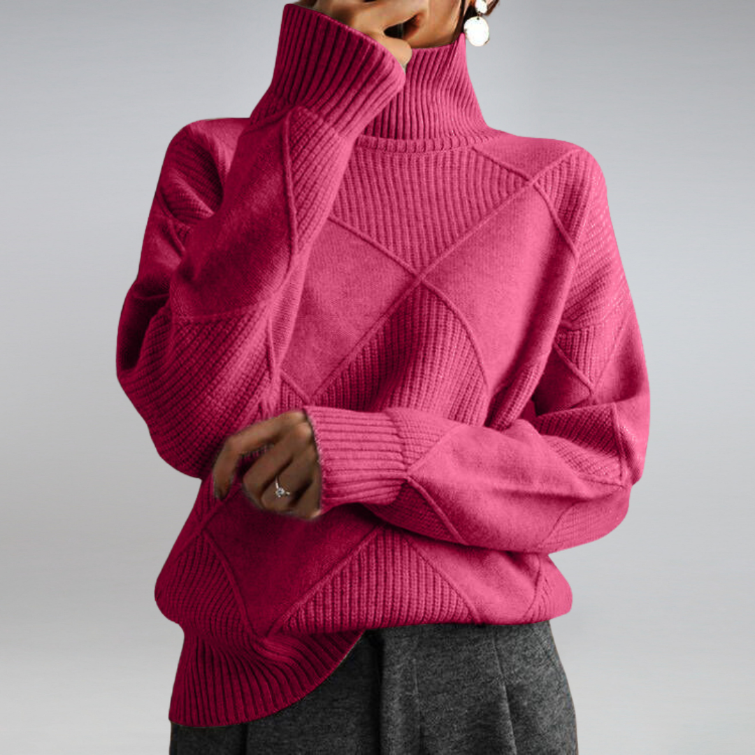 Gemütlicher geometrischer Strickpullover mit Rollkragen