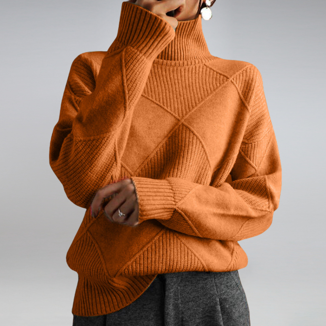 Gemütlicher geometrischer Strickpullover mit Rollkragen