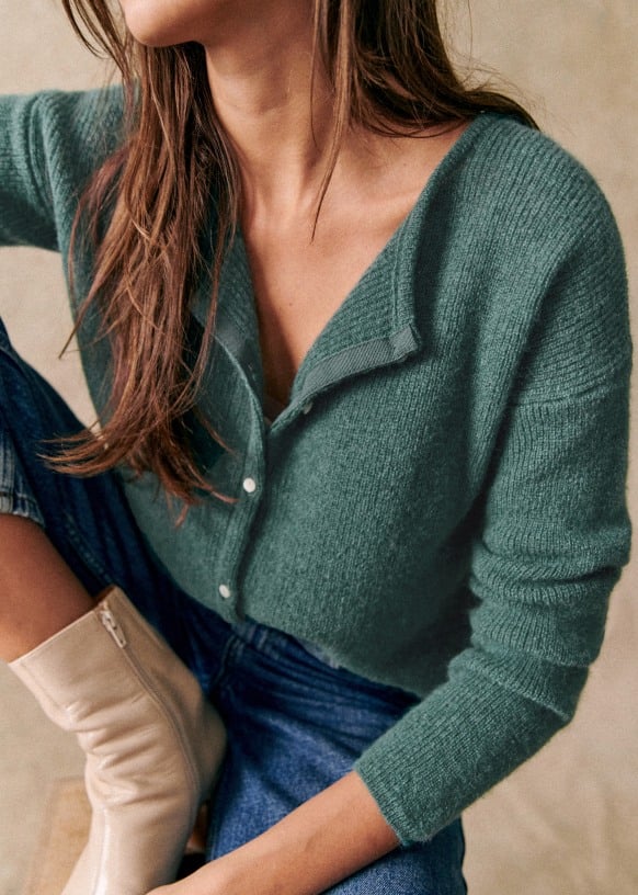 Gemütlicher grob gestrickter Cardigan-Pullover