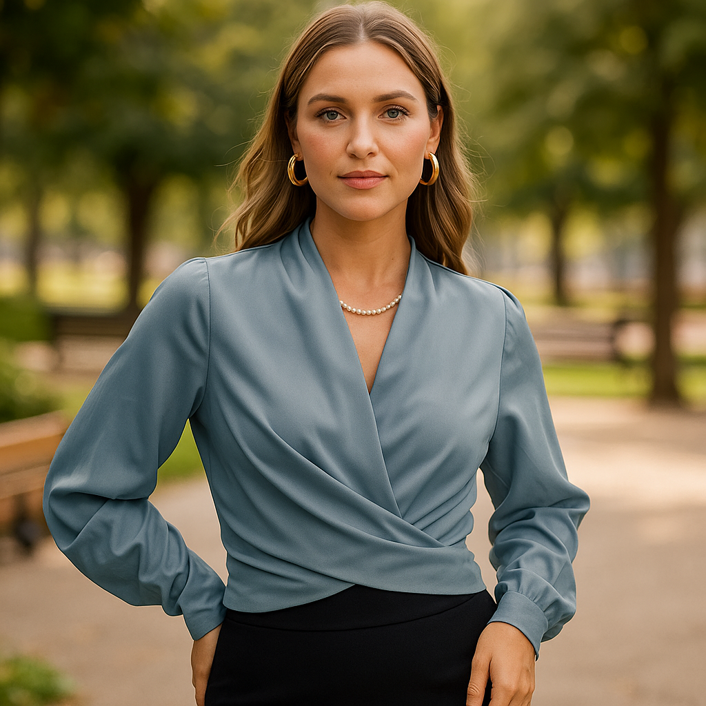 Schicke Bluse mit Puffärmeln und V-Ausschnitt für mühelose Eleganz