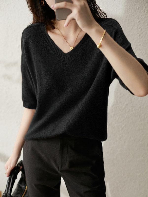 Luxuriöser weicher Kaschmirpullover mit V-Ausschnitt für Damen