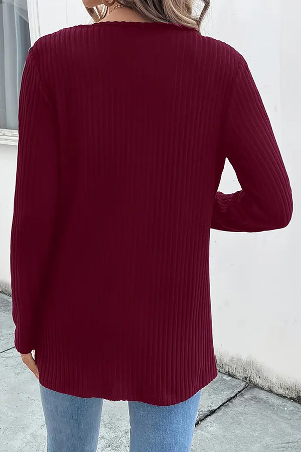 Boho Strickcardigan mit Blumenrand und langen Ärmeln