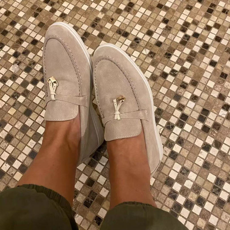 Damenleder-Loafer mit schickem Schnallendetail