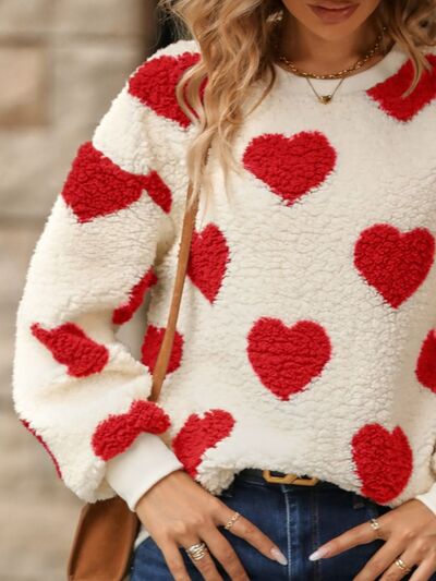 Gemütlicher Strickpullover mit Herzmuster für lässigen Komfort