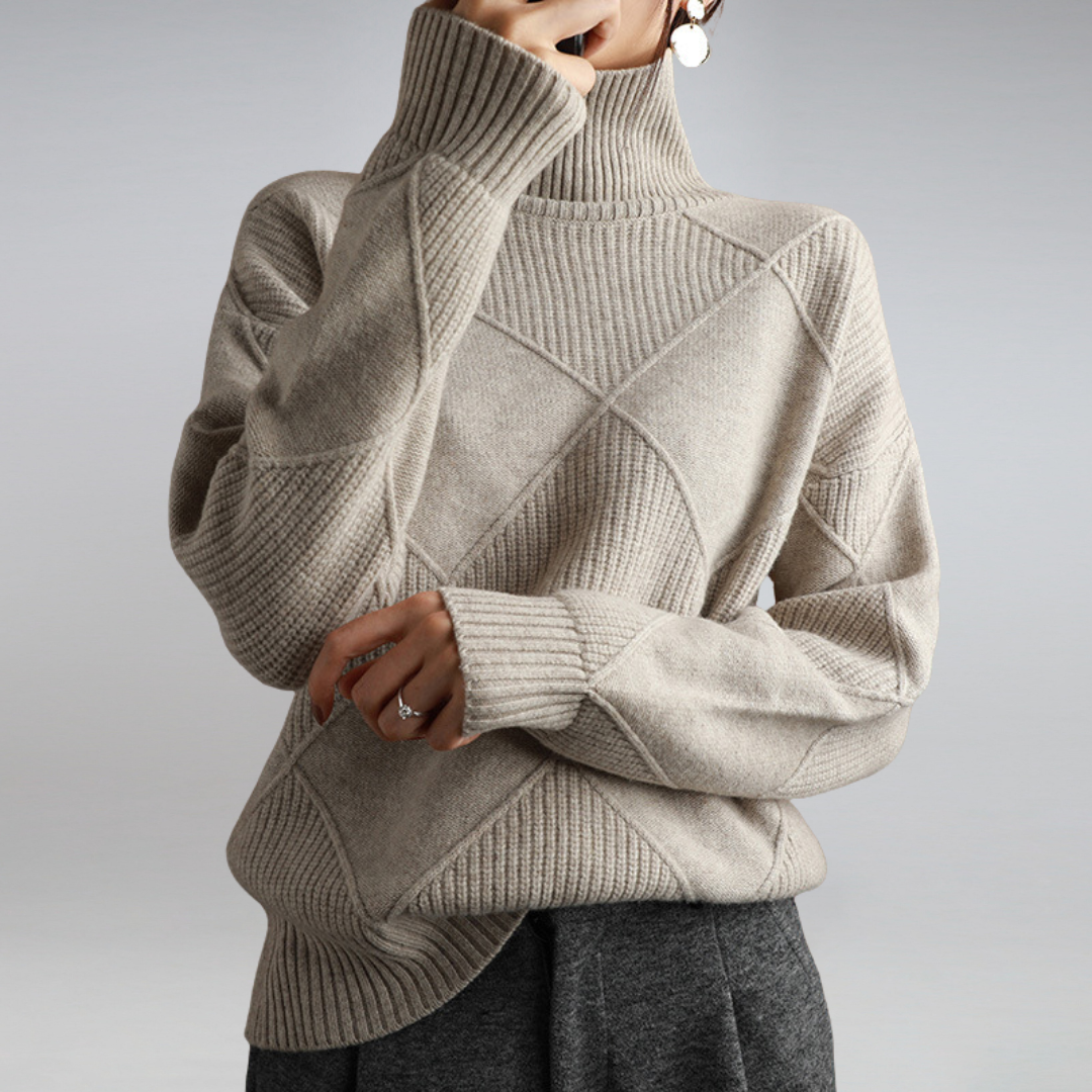 Gemütlicher geometrischer Strickpullover mit Rollkragen