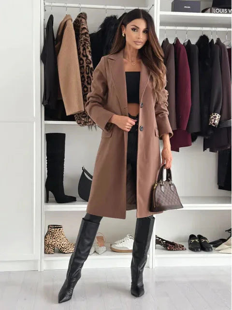 Schicker langer Wintermantel für Damen