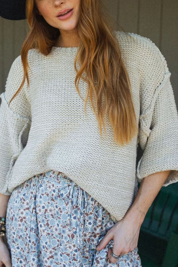 Gemütlicher Strickpullover mit Rundhalsausschnitt für täglichen Komfort