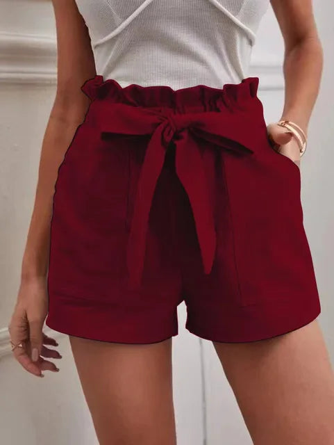 Shorts mit hohem Bund und Bindegürtel für Damen