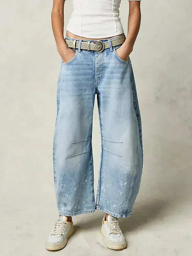 Weit geschnittene lässige Damen-Winterjeans