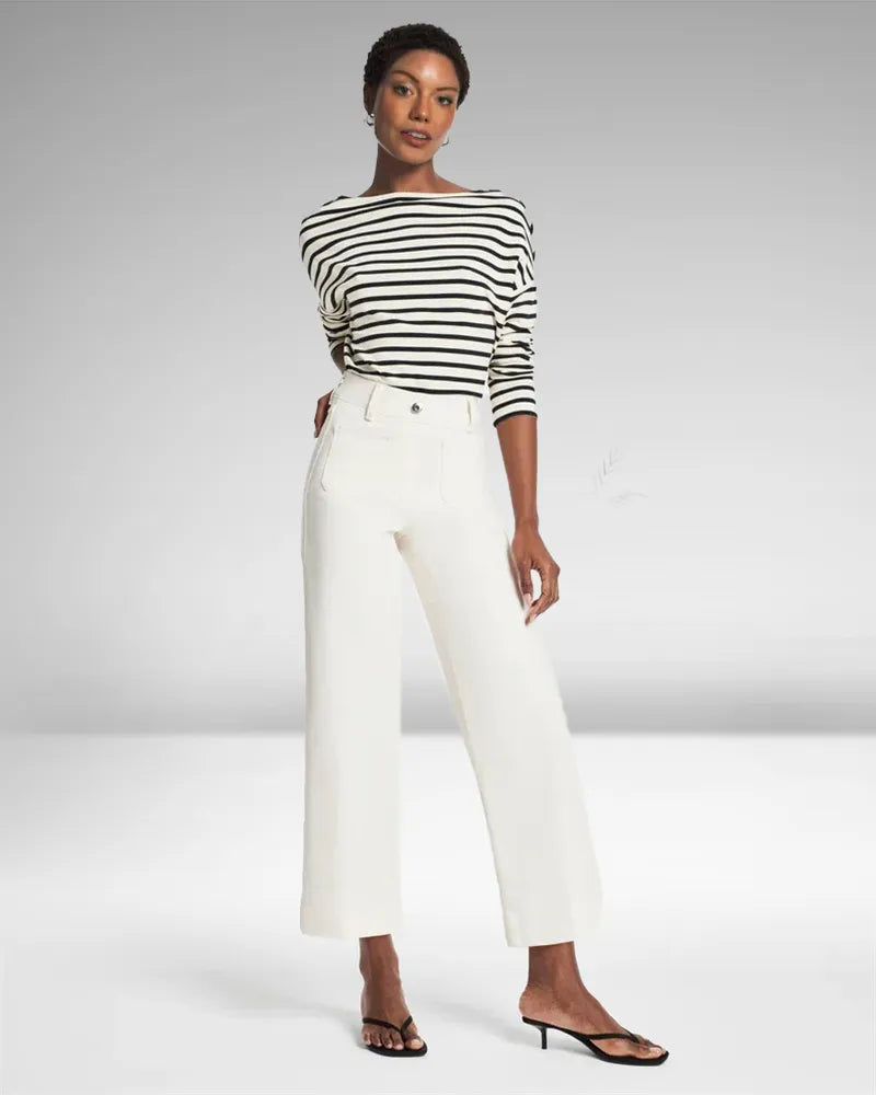 High-Waist Jeans mit weitem Bein aus Denim